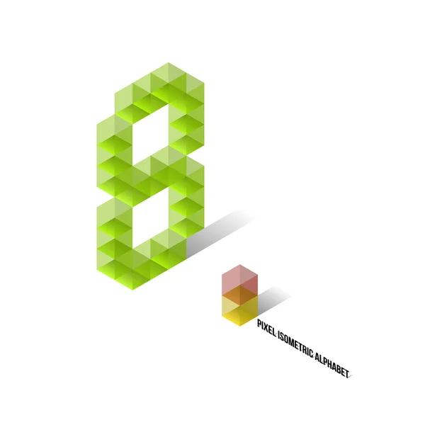 8 - pixel isometrisk alfabetet - nummer — Stock vektor