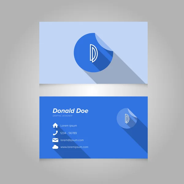 アルファベット文字 D を単純なビジネス カード テンプレート — ストックベクタ