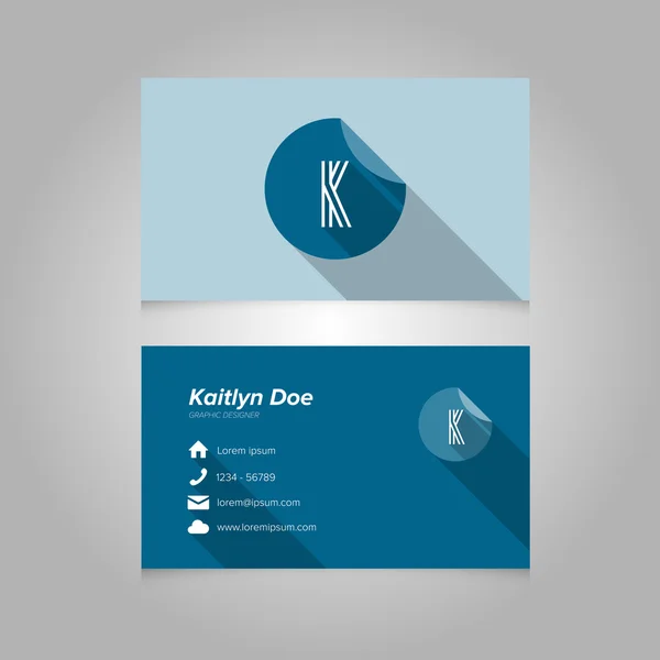 Modelo de cartão de visita simples com letra alfabeto K — Vetor de Stock