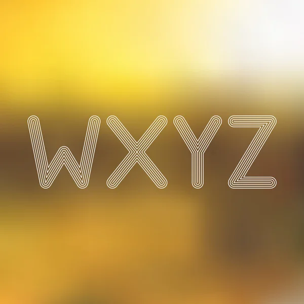 W X Y Z Light Lines Alphabet with Blurred Out of Focus Backgro — Stock Vector