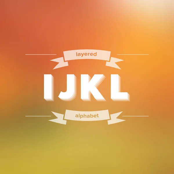 I J K L Flat Layered Alphabet on Blurred Background — Stock Vector