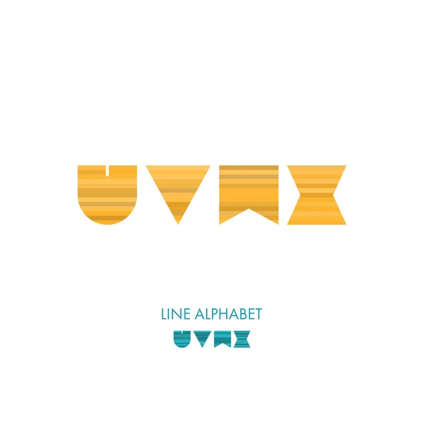 U V W X - Alphabet plat de lignes modernes simples — Image vectorielle