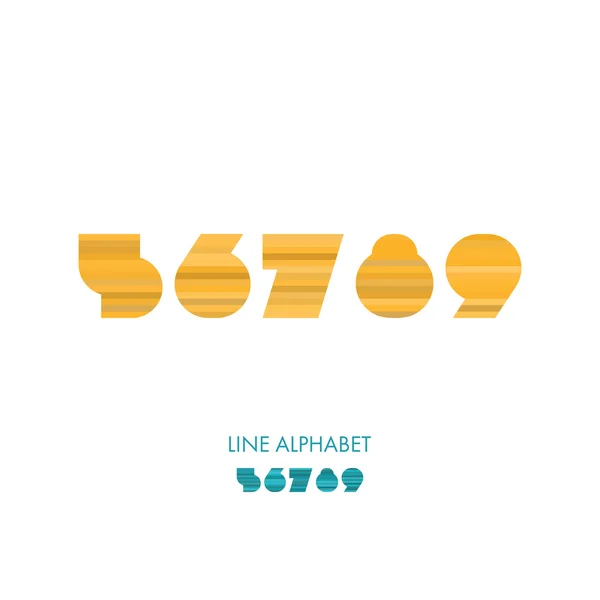 5 6 7 8 9 - basit modern çizgiler düz alfabe — Stok Vektör