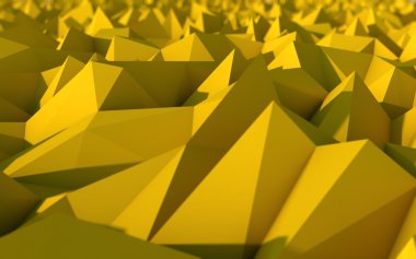 Sarı düşük Poli 3d arka plan alanını doğurur ve derinliği ile