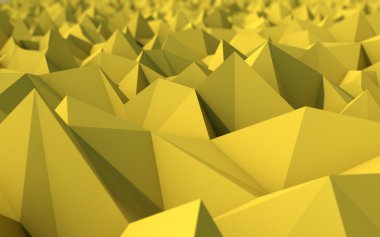 Sarı düşük Poli 3d arka plan alanını doğurur ve derinliği ile