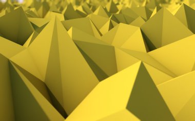 Sarı düşük Poli 3d arka plan alanını doğurur ve derinliği ile