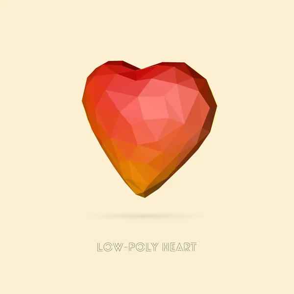 Low Poly 3D Heart — Stock Vector