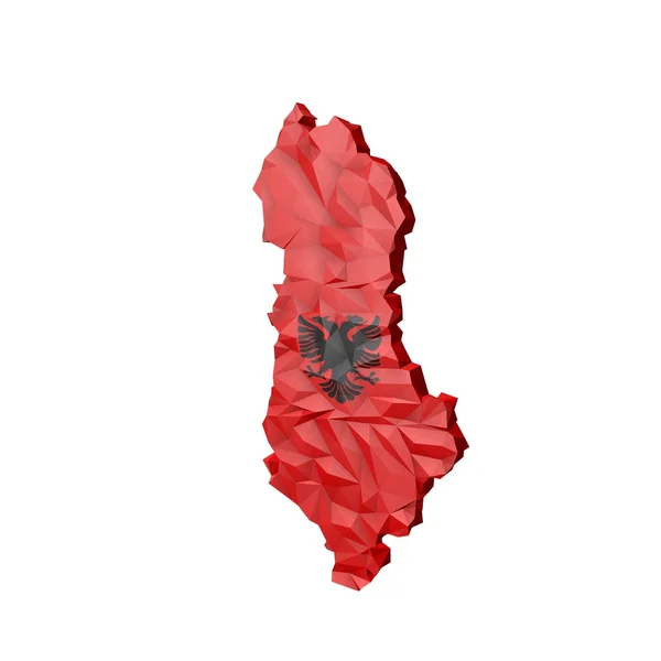 Mappa Albania Low Poly con Colori Nazionali — Foto Stock