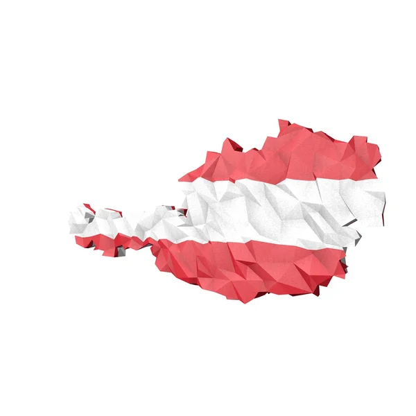 Laag poly Oostenrijk kaart met nationale vlag — Stockfoto