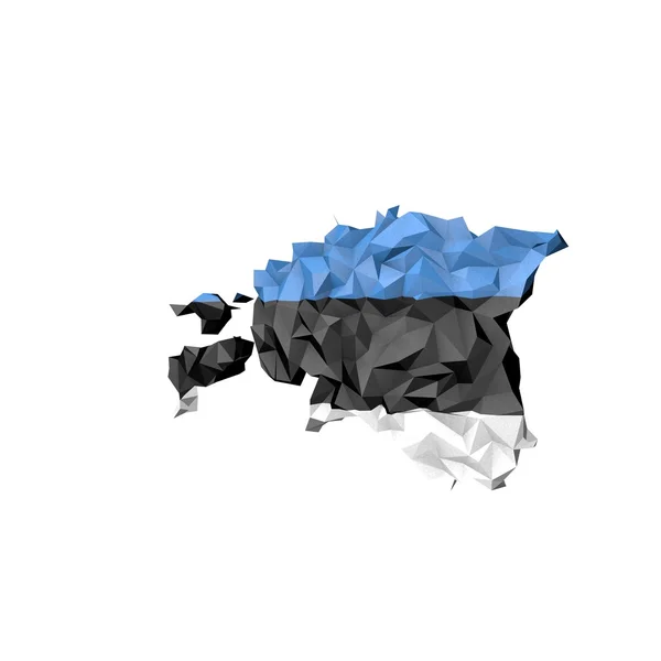 Mappa Low Poly Estonia con bandiera nazionale — Foto Stock