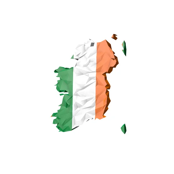 Mapa de Low Poly Ireland con Bandera Nacional —  Fotos de Stock