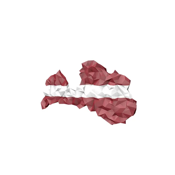 Low Poly Latvia Map with National Flag — Stock Photo, Image