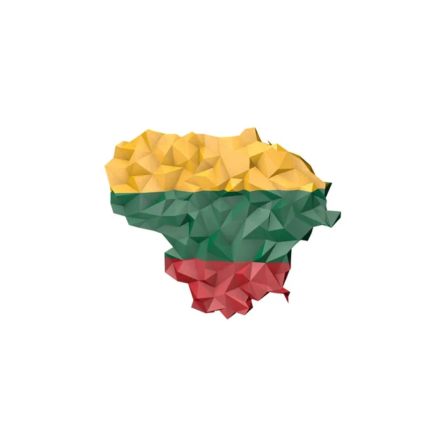 Low Poly Lithuania Map with National Flag — Stock Photo, Image