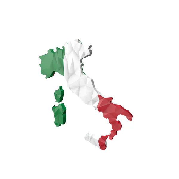 국가 색깔을 가진 낮은 폴 리 이탈리아 지도 — 스톡 사진