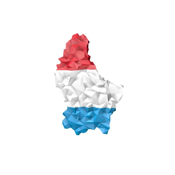 Low Poly Luxembourg Map with National Flag — Stock Photo, Image