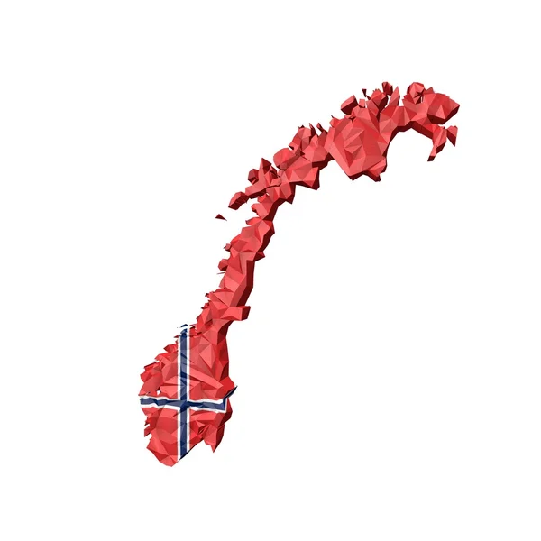 Mapa de Low Poly Noruega con Bandera Nacional —  Fotos de Stock