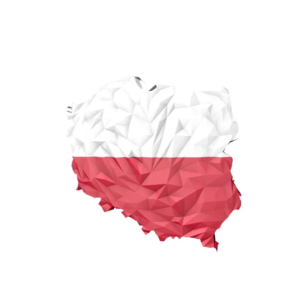 Карта Польща низькому поле з національного прапору — стокове фото