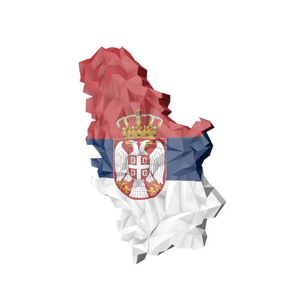 Low Poly Serbia Map with National Flag — Stock Photo, Image