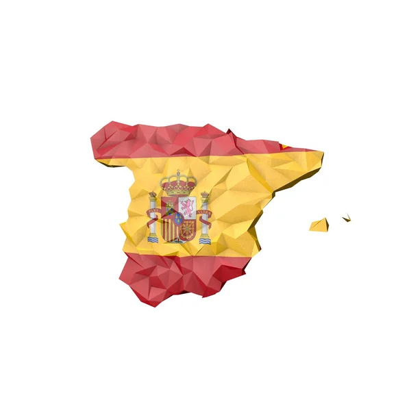 Low Poly Spain Map with National Flag — Stock Photo, Image