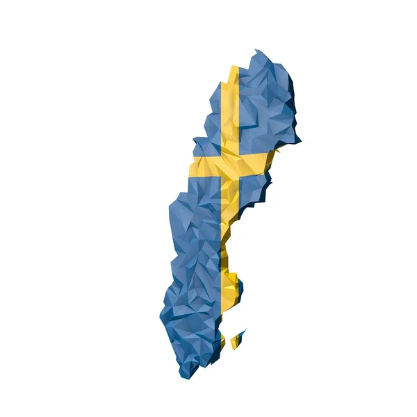 Mapa de Low Poly Suecia con Bandera Nacional —  Fotos de Stock