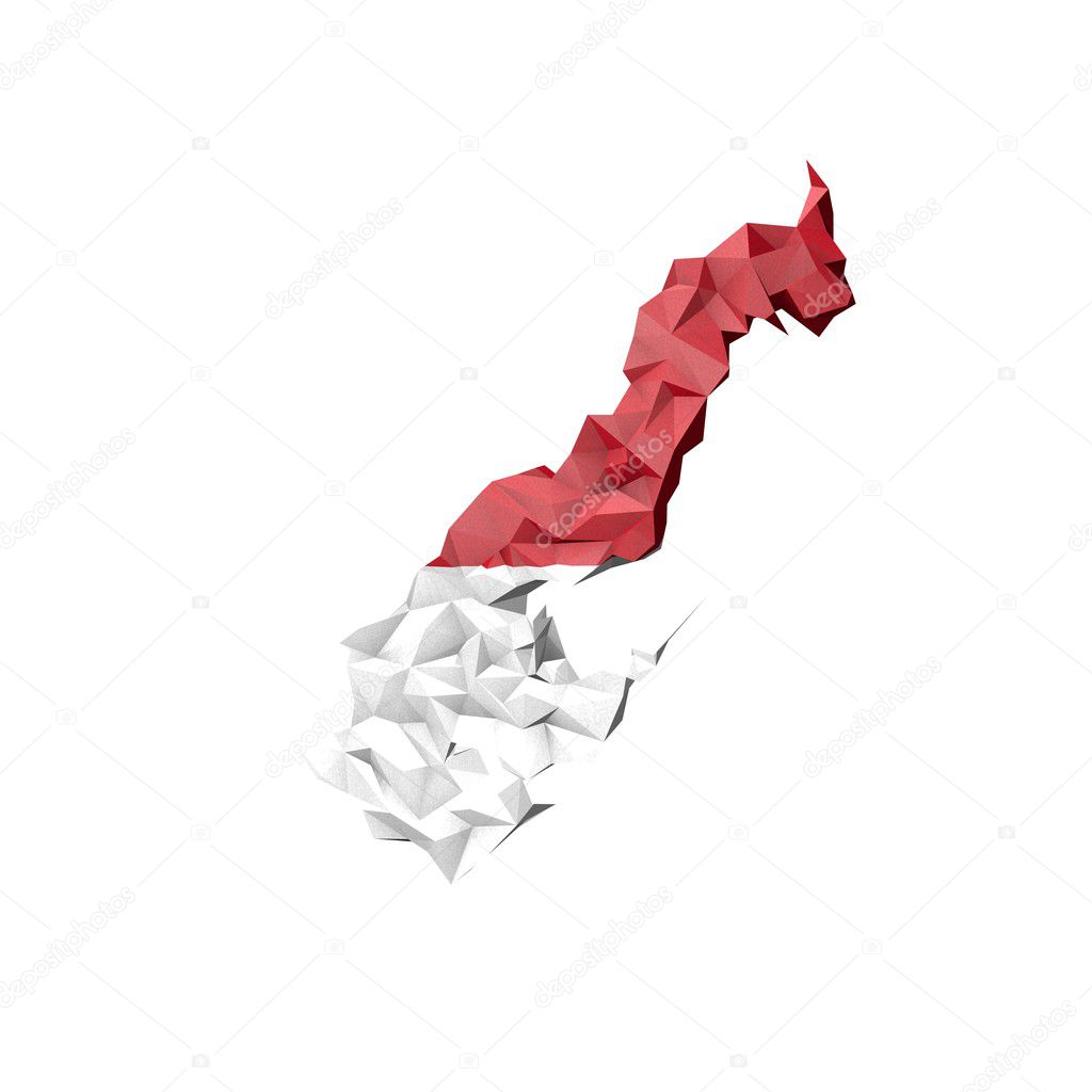 Low Poly Monaco Map with National Flag