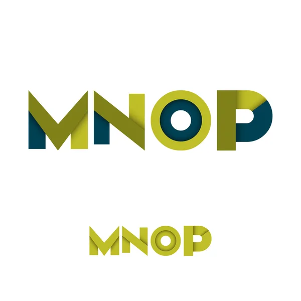 M N O P Modern Colored Layered Font or Alphabet — Stock Vector