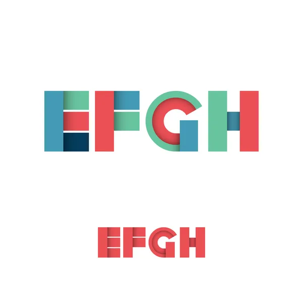E F G H Modern Colored Layered Font or Alphabet — Stock Vector