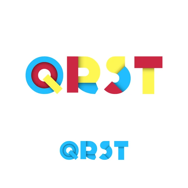 Q R S T Modern Colored Layered Font or Alphabet — Stock Vector