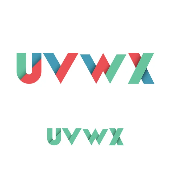 U V W X Modern Colored Layered Font or Alphabet — Stock Vector