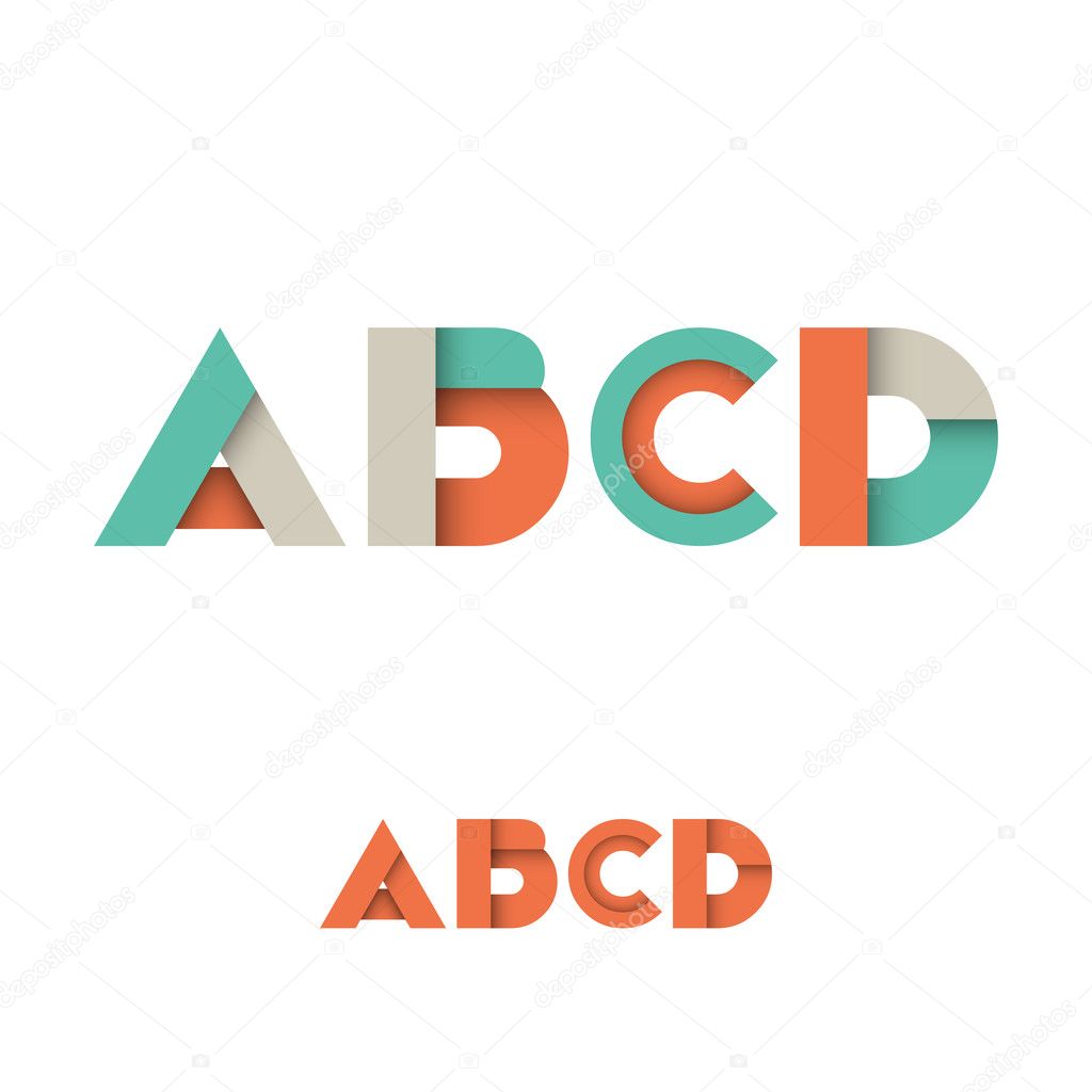A B C D Modern Colored Layered Font or Alphabet