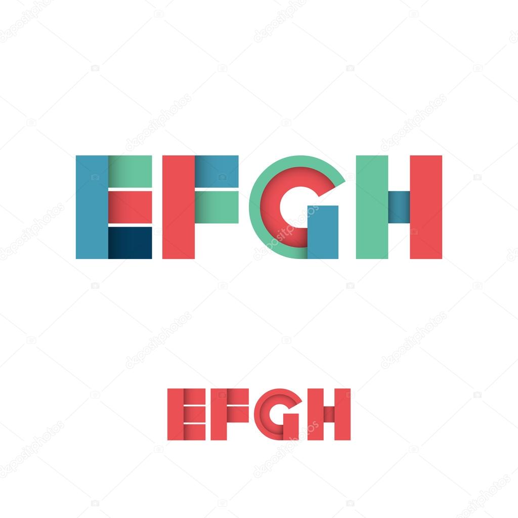 E F G H Modern Colored Layered Font or Alphabet