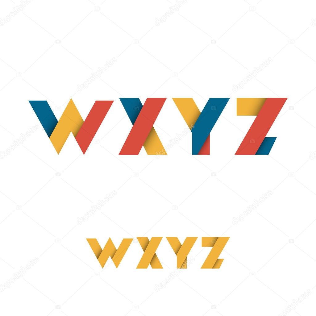 W X Y Z Modern Colored Layered Font or Alphabet
