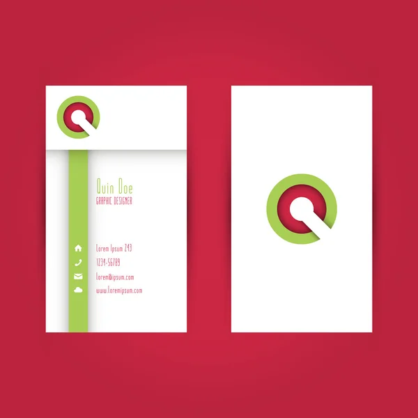 Plantilla colorida moderna de la tarjeta de visita con letra Q del alfabeto — Vector de stock