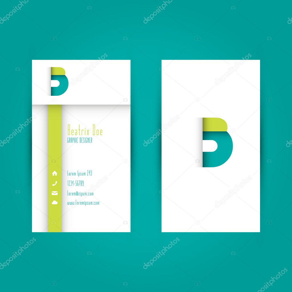 Modern Colorful Business Carde Template with Alphabet Letter B - Vector Illustration