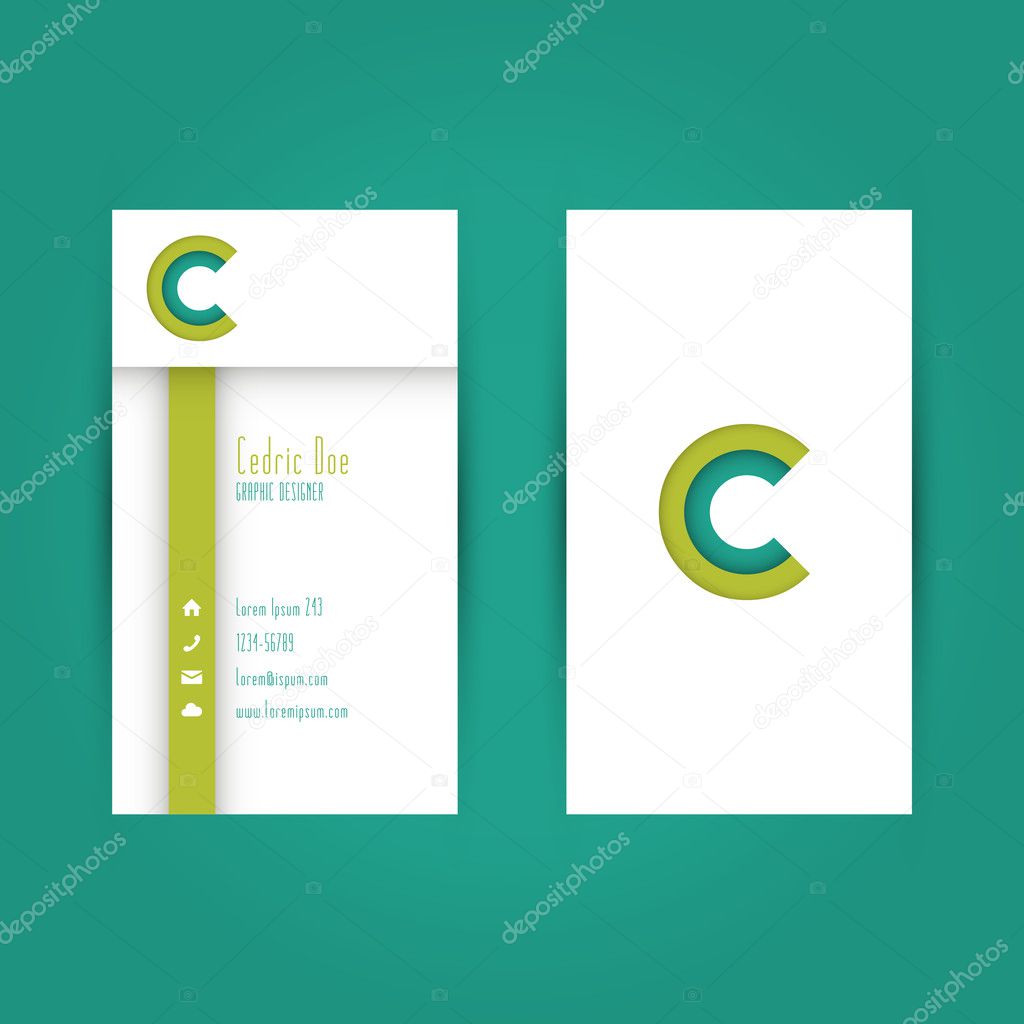 Modern Colorful Business Carde Template with Alphabet Letter C