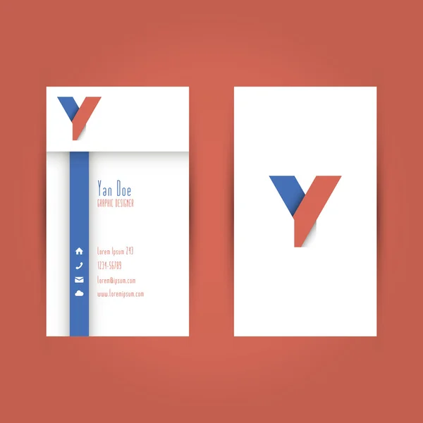 Modèle coloré moderne de carte de visite avec lettre alphabet Y — Image vectorielle