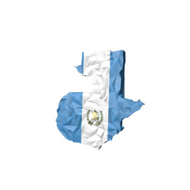 ulusal bayrak ile düşük Poli guatemala Haritası