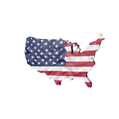 ulusal bayrak ile düşük Poli usa Haritası