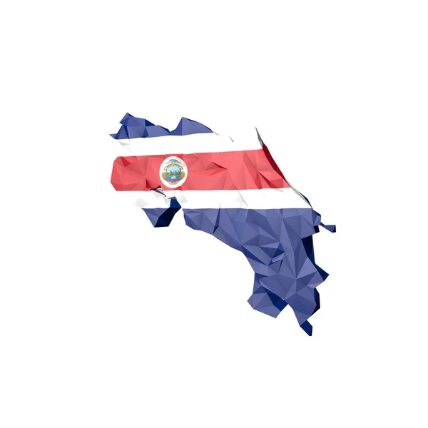 Χαμηλή πολυ costarica χάρτη με την εθνική σημαία — Φωτογραφία Αρχείου