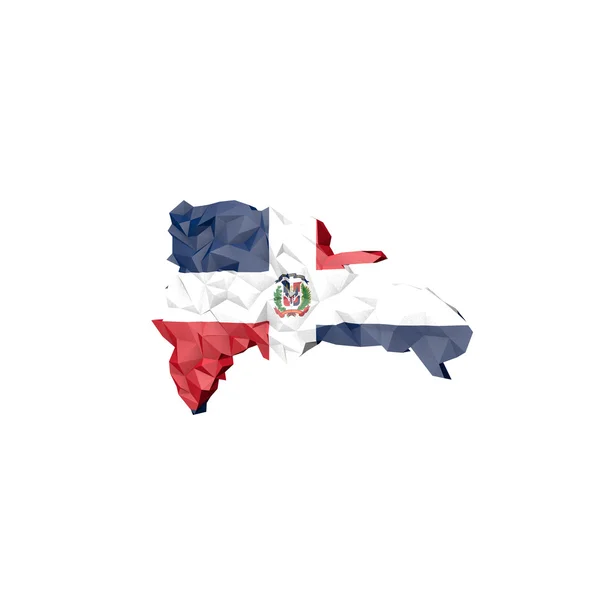Låg poly Dominikanska republiken karta med nationella flagga — Stockfoto