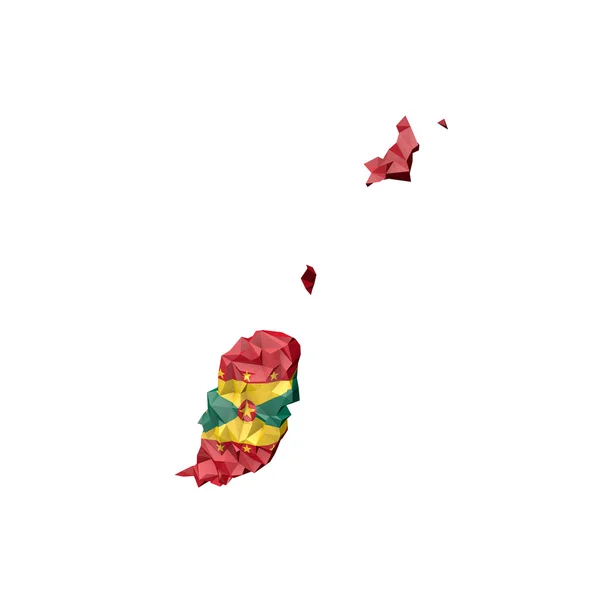 Low Poly Grenada Map with National Flag — Stock Photo, Image