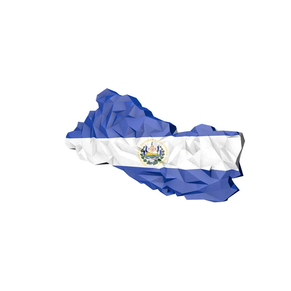 Låg poly el salvador karta med nationella flagga — Stockfoto