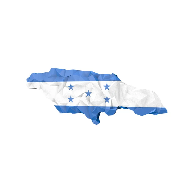 Laag poly hondurasi kaart met nationale vlag — Stockfoto