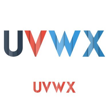u v w x - renkli katmanlı modern yazı tipi
