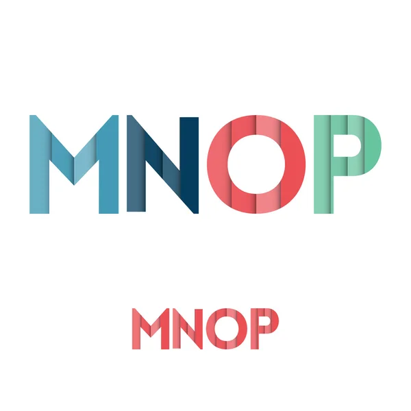 M N O P - Colorful Layered Modern Font — Stock Vector