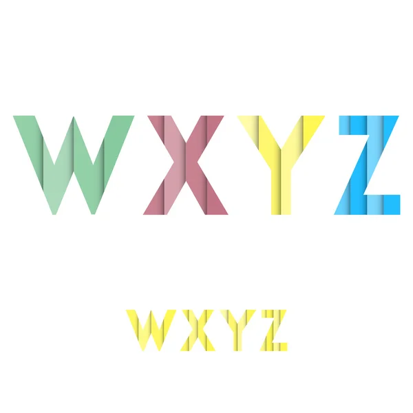 W X Y Z - Colorful Layered Modern Font — Stock Vector