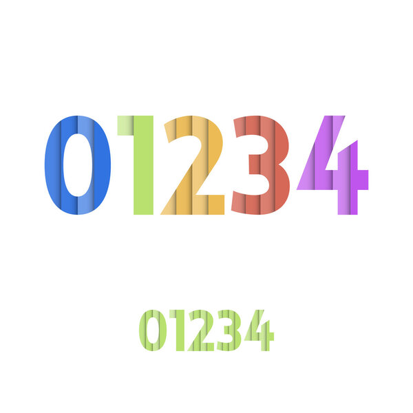 0 1 2 3 4 - Colorful Layered Modern Font