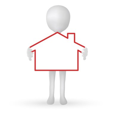 EPS 10 - small 3d man hands holding a house