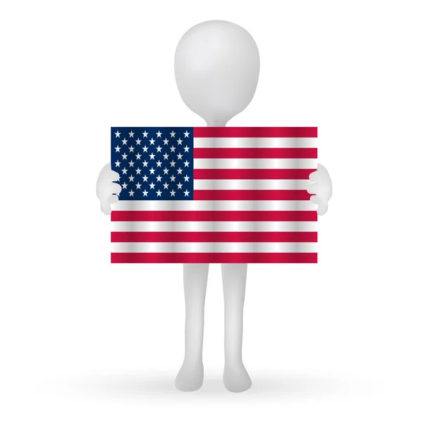 EPS 10 - small 3d man hands holding a USA flag — Stok fotoğraf