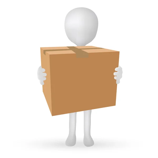 EPS 10 - small 3d man hands holding a box — Stock Photo, Image